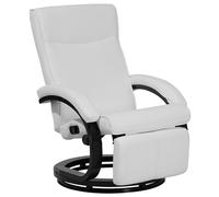 Recliner Chair MIGHT With Footrest Faux Leather White