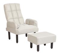 Recliner Chair OLAND with Footstool Faux Linen Light Beige
