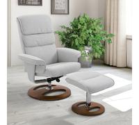 Recliner Chair Ottoman Set 360° Swivel Sofa Stool Modern Soft Thick Padding Wood Base Grey
