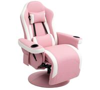 Recliner Chair Pink PU Faux Leather 82x80x106cm 360° Swivel 135° Recliner Padded