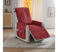 Recliner Chair Quilted Cover With Side Pockets & Back Straps Slip-Resistant 100% Polyester 190X60Cm