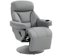 (Grey) HOMCOM Upholstered Reclining Armchair with Adjustable Backrest
