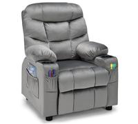 Recliner Chair Velvet Fabric Adjustable Sofa Chair Gaming Lounge Chair COSTWAY Grey One Size