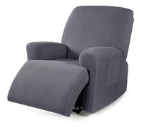 Recliner Covers 4/6/8 Pieces Stretch Recliner Console Covers,Soft Jacquard Recliner Sofa Slipcover 1/2/3 Seat Recliner Cover with Pocket Furniture Protector with Elastic Straps Bottom (Color : #4, S