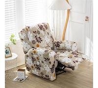 Recliner Covers for Electric Chair with Pockets, 4 Pieces Floral Stretch Recliner Slipcovers Non-Slip Sofa Cover Furniture Protector for Living Room (Khaki Lotus)