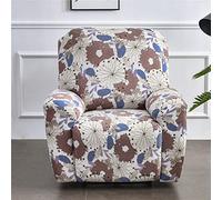 Recliner Covers for Electric Chair with Pockets, Stretch 4-Pieces Recliner Chair Slipcover for Armchairs, Sofa Furniture Protector for Living Room (Leisure flower)