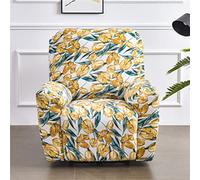 Recliner Covers for Electric Chair with Pockets, Stretch 4-Pieces Recliner Chair Slipcover for Armchairs, Sofa Furniture Protector for Living Room (Yellow tulip)