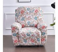 Recliner Covers for Electric Chair with Pockets, Stretch 4-Pieces Recliner Chair Slipcover for Armchairs, Sofa Furniture Protector for Living Room (flowers)