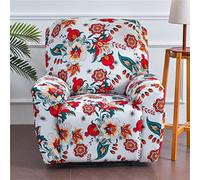 Recliner Covers for Electric Chair with Pockets, Stretch 4-Pieces Recliner Chair Slipcover for Armchairs, Sofa Furniture Protector for Living Room (Red flower)