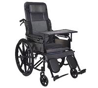 Recliner Folding Wheelchair,Lightweight, Removable Footrests and Armrests,18 Inch SeatAdults Standard Wheelchair Mobility Device,for Adults, Bariatric and Disabled Users A
