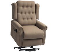 Recliner Lift Chair Dark Brown Linen 85Wx94Dx105Hcm Wingback Tufted Pocket Ergo