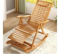 Recliner Rocking Chair - Comfy Bamboo Living Room Patio Chair for Adults, Suitable for Living Room, Bedroom, Backyard, Terrace, and Balcony, Supports Up to 300kg