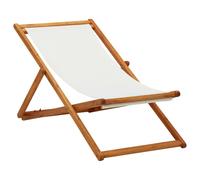 Reclining beach chair - cream white eucalyptus wood, 60 cm, 3-position foldable