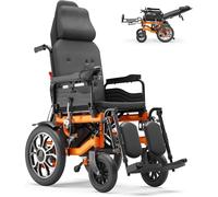 Reclining Electric Wheelchairs for Adults, 90°-160° Adjustable Backrest, 16" Alloy Wheels, Mobility Scooter with Detachable Footrest, USB Charging, 5-Speed & LED Light