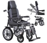 Reclining Foldable Electric Wheelchairs for Adults - 500W Super Horse Power Motor -30km Range ~ 20AH Extended Battery - Include Headrest and Backrest Multi-Angle Adjustment Support 150kg