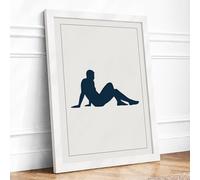 Reclining Form Minimalist Framed Wall Art Print A2 White | Ready to Hang, Premium Gi Paper, Fade-Resistant Inks, Securely Packaged, UK Made