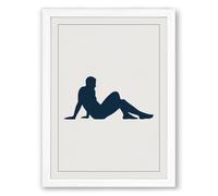 Reclining Form Minimalist Framed Wall Art Print A4 (29.7×21cm) White, Wall Decor for Living Room, Bedroom, Office & Home, Ready to Hang, Art Gift