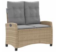 Reclining Garden Bench with Cushions Outdoor Bench Seat Poly Rattan vidaXL
