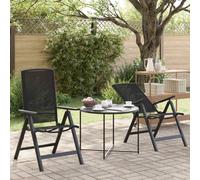 vidaXL Reclining Garden Chairs 2 pcs Black Textilene, Adjustable Outdoor Chair,