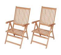 Reclining Garden Chair Set 2pc Teak Hard Wood 57x71.5x100cm Foldable Natural7pos