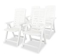 Reclining Garden Chair White Plastic 60x61x108cm Foldable Outdoor 4-Position 2pc