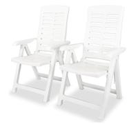 Reclining Garden Chairs 2pc White Plastic 60x61x108cm Foldable Weather Resistant