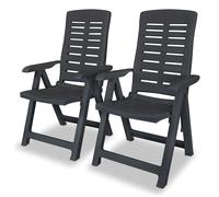 Reclining Garden Chairs 2pcs Anthracite Plastic 60x61x108cm Foldable 4-position