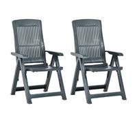 Reclining Garden Chairs 2pcs Green Plastic Foldable Weatherproof 60x61x109cm x2