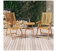 Reclining garden chairs 2pcs Solid acacia natural wood 57x72x84-109cm 5-position