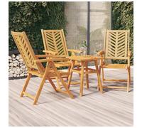 Reclining Garden Chairs 2pcs Solid Acacia Wood Natural Finish 57x72x84-109cm UK
