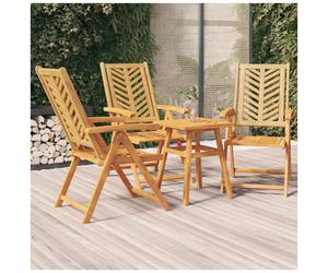 Reclining Garden Chairs 2pcs Solid Acacia Wood Natural Finish 57x72x84-109cm UK
