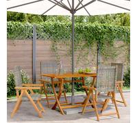 Reclining Garden Chairs 4 pcs Grey Poly Rattan and Solid Wood Berkfield Home Grey One Size