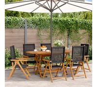 Reclining Garden Chairs 6 Pcs Black Poly Rattan And Solid Wood