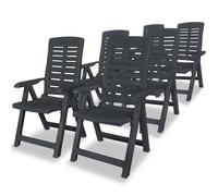 Reclining Garden Chairs Set 6pcs Anthracite Plastic 60x61x108 cm Foldable Patio
