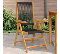 (black, 2 pcs) vidaXL Reclining Garden Chairs Outdoor Chairs Patio Armchair Solid Wood Acacia