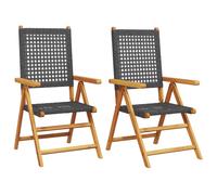Reclining Garden Chairs Outdoor Chair Armchair Poly Rattan & Solid Wood vidaXL