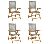 Reclining Garden Chairs Outdoor Chair Armchair Poly Rattan & Solid Wood vidaXL