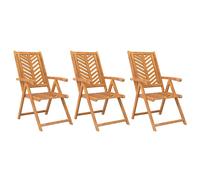 (3 pcs) vidaXL Reclining Garden Chairs Recliner Wooden Lounge Chair Solid Wood Acacia