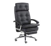 Reclining Leather Ergonomic Office Chair Chair- Modern Executive Adjustable Rolling Swivel Chair Headrest with Retractable Footrest(