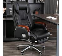 Reclining Leather Office Chair - Ergonomic High Back Executive Desk Chair with Adjustable Lumbar Support, Comfortable Design for Office and Home Use