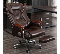 Reclining Leather Office Chair - Ergonomic High Back Executive Desk Chair with Adjustable Lumbar Support, Comfortable Design for Office and Home Use