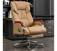 Reclining Leather Office Chair - Ergonomic High Back Executive Desk Chair with Adjustable Lumbar Support, Comfortable Design for Office and Home Use
