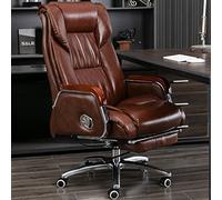 Reclining Leather Office Chair - Ergonomic High Back Executive Desk Chair with Adjustable Lumbar Support, Comfortable Design for Office and Home Use
