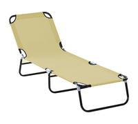 Outsunny Folding Sun Lounger Chair - Beige, Cream