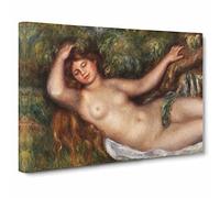 Reclining Nude By Pierre Auguste Renoir Canvas Print | Gallery Wrapped 30mm Frame Wall Art | 24x16 inches | Ready to Hang | Impressionist People Picture | Living Room Bedroom Lounge Office