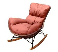 Reclining Rattan PE Rocking Chair Separatable Single Sofa Relaxing Armchair for Balcony Patio Living Room Office - Comfortable Orange Lounge Chair
