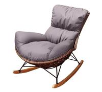 Reclining Rocking Chair 1-Seater Rattan Lounge Chair Relaxing Armchair for Balcony Patio Living Room Home Office - Stylish Grey PE Wicker Furniture
