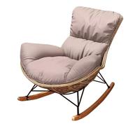Reclining Rocking Chair PE Rattan Single Sofa Adjustable Relax Armchair for Balcony Patio Living Room Office - Stylish Grey Lounge Chair