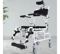 Reclining Shower Commode Chair with Padded Seat, Adjustable Headrest, and Commode Pail for Enhanced Bathroom Safety and Comfort