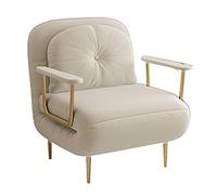 Reclining Sofa Bed with 6-Position Adjustable Backrest Armrest and Comfortable Mattress - Beige Perfect for Living Room & Bedroom (190x80x30cm)